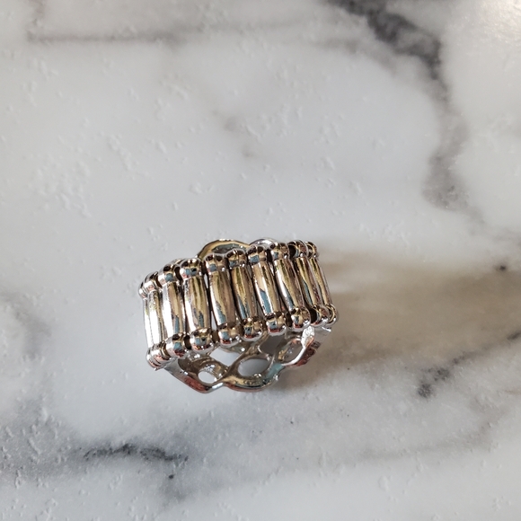 Silver Tone Adjustable Band Ring with Rhinestones 💥3 for $24💥 - Picture 6 of 14